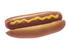 #16988 Picture of One Whole Hot Dog With Mustard in a Bun Over a White Background by JVPD