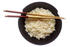 #17101 Picture of a Pair of Chopsticks Resting on a Full Bowl of Cooked White Rice by JVPD