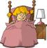 #18852 Little Blond Girl Sound Asleep, Tucked Into Bed Clipart by DJArt
