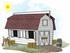 #18926 White Stable Barn on a Farm on a Sunny Day Clipart by DJArt