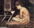 #19139 Photo of a Girl Sitting on a Carpet, Reading a Book at a Reading Desk by Frederic Lord Leighton by JVPD