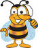 #23034 Clip art Graphic of a Honey Bee Cartoon Character Looking Through a Magnifying Glass by toons4biz