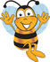 #23048 Clip art Graphic of a Honey Bee Cartoon Character Jumping by toons4biz