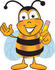 #23054 Clip art Graphic of a Honey Bee Cartoon Character Holding a Pencil by toons4biz