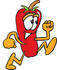 #23406 Clip Art Graphic of a Red Chilli Pepper Cartoon Character Running by toons4biz