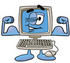 #23435 Clip Art Graphic of a Desktop Computer Cartoon Character Flexing His Arm Muscles by toons4biz