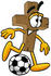 #23547 Clip Art Graphic of a Wooden Cross Cartoon Character Kicking a Soccer Ball by toons4biz