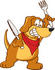 #23630 Clip Art Graphic of a Hungry Brown Hound Dog Cartoon Character Holding a Knife and Fork by toons4biz