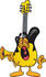 #24078 Clip Art Graphic of a Yellow Electric Guitar Cartoon Character Screaming Into a Megaphone by toons4biz