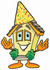 #24218 Clip Art Graphic of a Yellow Residential House Cartoon Character Wearing a Birthday Party Hat by toons4biz