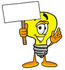 #24395 Clip Art Graphic of a Yellow Electric Lightbulb Cartoon Character Holding a Blank Sign by toons4biz