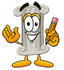 #24965 Clip Art Graphic of a Pillar Cartoon Character Holding a Pencil by toons4biz