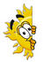 #25253 Clip Art Graphic of a Yellow Sun Cartoon Character Peeking Around a Corner by toons4biz
