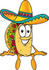 #25521 Clip Art Graphic of a Crunchy Hard Taco Character Sitting and Wearing a Sombrero by toons4biz