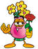 #25718 Clip Art Graphic of a Pink Vase And Yellow Flowers Cartoon Character Holding a Red Rose on Valentines Day by toons4biz