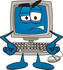 #26229 Clip Art Graphic of a Grumpy Desktop Computer Cartoon Character by toons4biz