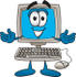 #26232 Clip Art Graphic of a Friendly Desktop Computer Cartoon Character by toons4biz