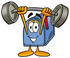 #26264 Clip Art Graphic of a Blue Snail Mailbox Cartoon Character Holding a Heavy Barbell Above His Head by toons4biz