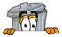 #26521 Clip Art Graphic of a Metal Trash Can Cartoon Character Peeking Over a Surface by toons4biz