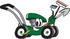 #27446 Clip Art Graphic of a Green Lawn Mower Mascot Character Smiling and Chewing on Grass While Passing by and Carrying Garden Tools by toons4biz