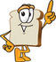 #27540 Clip Art Graphic of a White Bread Slice Mascot Character Pointing Upwards by toons4biz