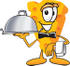 #27618 Clip Art Graphic of a Swiss Cheese Wedge Mascot Character Serving a Dinner Platter While Waiting Tables by toons4biz