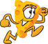 #27632 Clip Art Graphic of a Swiss Cheese Wedge Mascot Character Running Fast by toons4biz