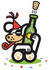#29037 Royalty-free Cartoon Clip Art of a Dog Popping a Cork Off of a Bottle of Champagne at a New Year’s Party by Andy Nortnik