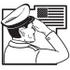 #29096 Royalty-free Black And White Cartoon Clip Art of a Military Man Saluting The American Flag On The Fourth Of July by Andy Nortnik
