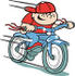 #29287 Royalty-free Cartoon Clip Art of a Happy Boy Riding a Brand New Blue Bike by Andy Nortnik