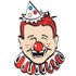 #29344 Royalty-free Cartoon Clip Art of a Jolly Freckled Boy With A Red Clown Nose, Party Hat And Collar, Laughing by Andy Nortnik