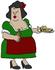 #29887 Clip Art Graphic of a Hispanic Woman Serving Tacos And Burritos In A Mexican Restaurant by DJArt