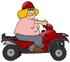 #30792 Clip Art Graphic of a Blond Caucasian Woman In A Pink Shirt, Red Helmet And Blue Jeans, Smiling and Riding A Red Quad by DJArt