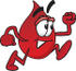 #33377 Clip Art Graphic of a Transfusion Blood Droplet Mascot Cartoon Character Running by toons4biz