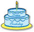 #33438 Clipart Of A Blue Boy’S Birthday Cake With Two Layers And One Candle On Top by Maria Bell