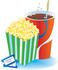 #33456 Clipart of a Container Of Buttered Popcorn With Fizzy Soda And Two Movie Tickets by Maria Bell