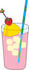 #33457 Clipart of a Glass Of Strawberry Lemonade With Ice Cubes, A Wedge Of Lemon And A Strawberry by Maria Bell