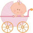 #33488 Clipart Of A Curious Baby Girl In A Pink Carriage, Peeking Over The Side by Maria Bell