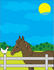 #33562 Clip Art Graphic of a Cute White Hen Sitting On A Fence And Passing Barnyard Gossip To A Horse by Maria Bell