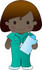 #33576 Clip Art Graphic of a Poppy Character Nurse In Green Scrubs, Carrying A Clipboard by Maria Bell
