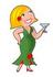#33628 Clip Art Graphic of a Dainty Character Lady In A Green Gown, Drinking A Martini At A Party by Maria Bell
