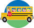 #33666 Clip Art Graphic of a Bus Driver Taking School Kids To School by Maria Bell