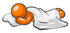 #34215 Clip Art Graphic of a Comfortable Orange Man Character Sleeping On A Pillow Under A Sheet by Jester Arts