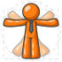 #34413 Clip Art Graphic of an Orange Guy Character Doing Jumping Jacks, Resembling The Vitruvian Man By Leonardo Da Vinci by Jester Arts