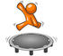 #35479 Clip Art Graphic of an Orange Guy Character Having Fun Jumping On A Trampoline by Jester Arts