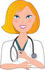 #35624 Clip Art Graphic of a Blond Haired, Blue Eyed Female Caucasian Nurse, Doctor Or Veterinarian Wearing A Stethoscope Around Her Neck And Smiling Nicely At A Client by Maria Bell
