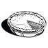 #35714 Clip Art Graphic of a Black And White Pumpkin Or Apple Pie Missing A Slice by Andy Nortnik