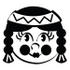 #35722 Clip Art Graphic of a Native American Indian Girl With With Braids, In Black And White by Andy Nortnik