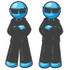 #35811 Clip Art Graphic of Sky Blue Guy Characters Wearing Shades and Guarding a Door by Jester Arts
