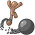#36030 Clip Art Graphic of a Brown Guy Character Escaping From a Ball and Chain by Jester Arts